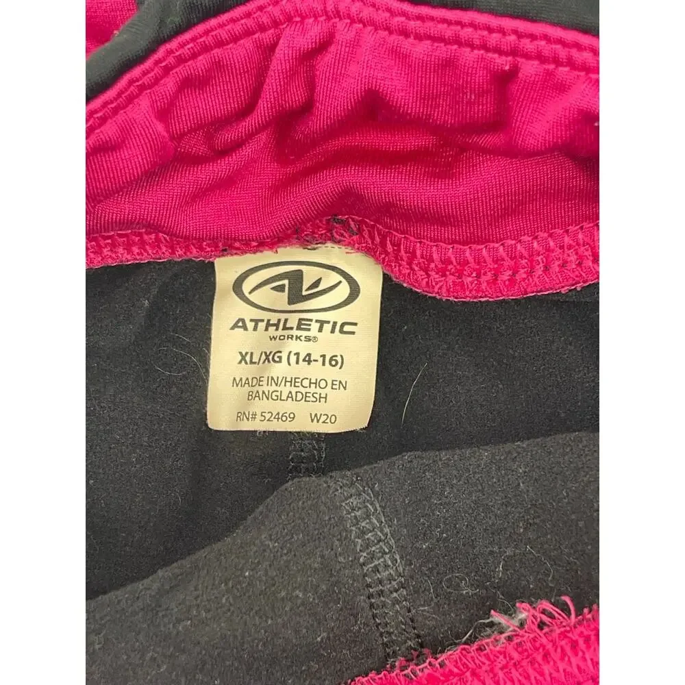 Athletic Works Black Pink Stripe Athletic Leggings Youth Size XL 14-16